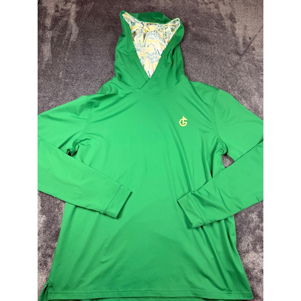 Golf Gentry Mens Masters Green Performance Hoodie Script Lined Hood Large
